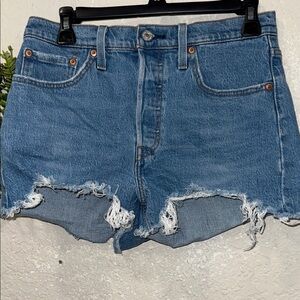 Levi’s Blue Denim Distressed Women Shorts size 28